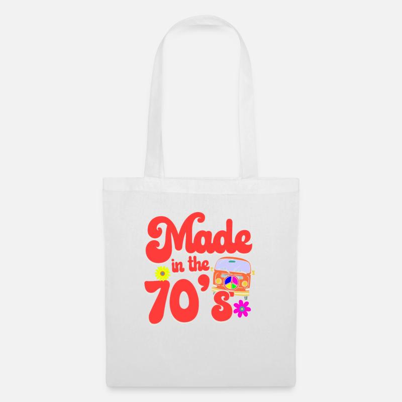 Made in the 70 s - Siebziger Hippie Retro - Stoffbeutel - Weiß