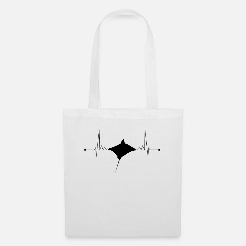 Mantarochen Herzschlag Taucher Rochen Geschenk - Stoffbeutel - Weiß