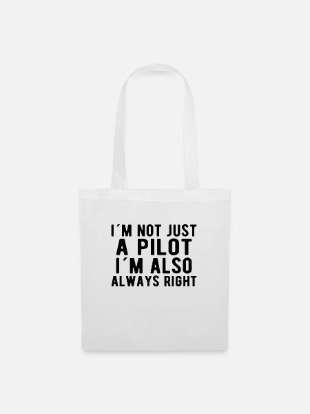 Aviation Airplane Flying Airline not just a Pilot - Stoffbeutel - Weiß