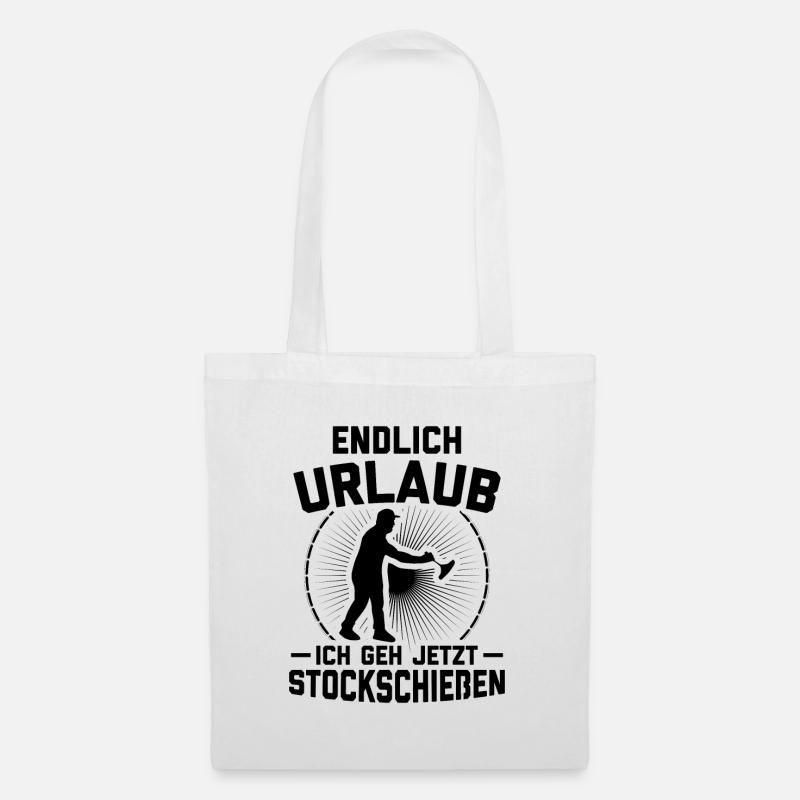 Endlich Urlaub Ich Geh Stockschießen Eisstock - Stoffbeutel - Weiß