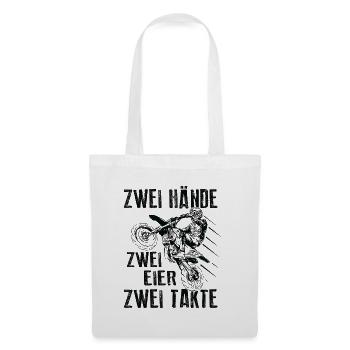 Zweitakt Supermoto Zwei Hände Zwei Eier Zwei Takte - Stoffbeutel - Weiß - Vorne
