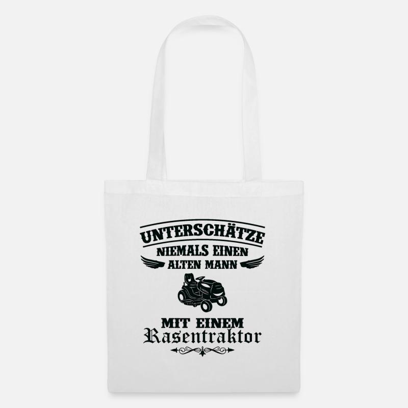 Unterschätze niemals Mann mit Rasentraktor - Stoffbeutel - Weiß
