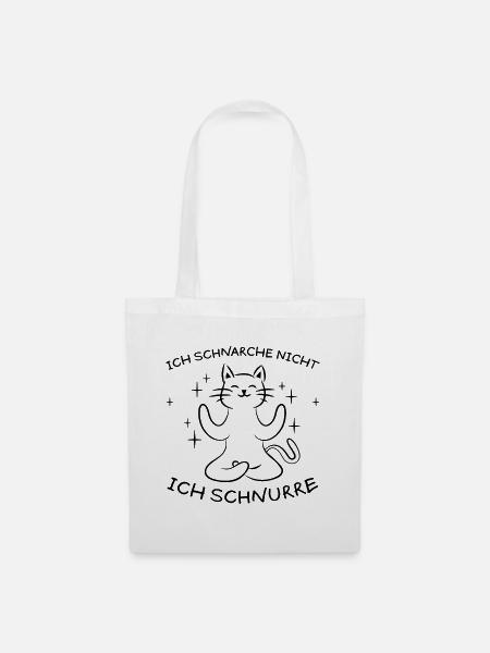 Schnurren Schnarchen Lustige Spruch Katze Geschenk - Stoffbeutel - Weiß