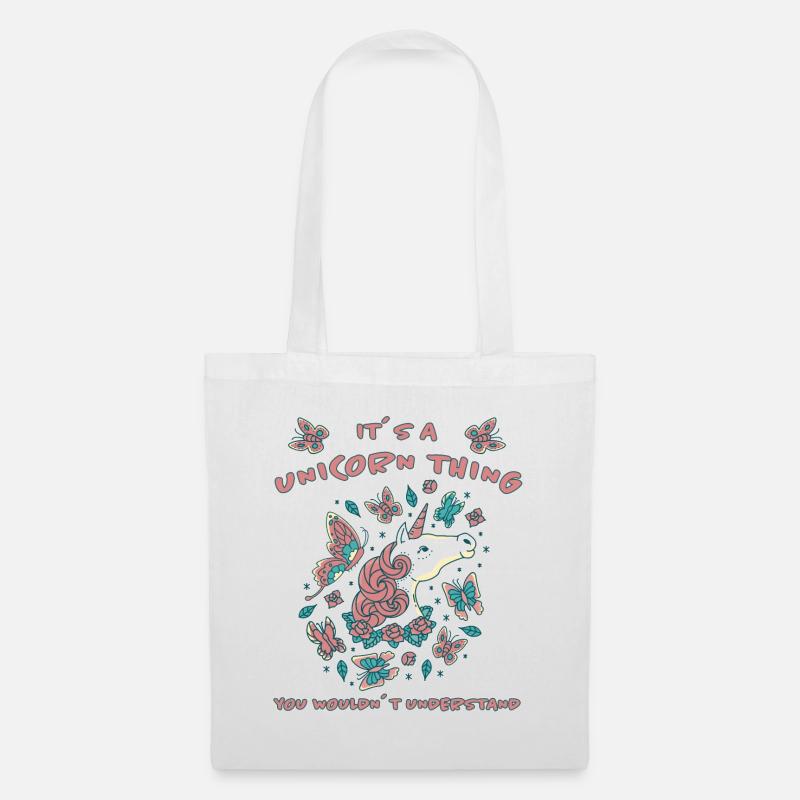 Einhörner Spruch Schmetterling Einhorn Geschenk - Stoffbeutel - Weiß
