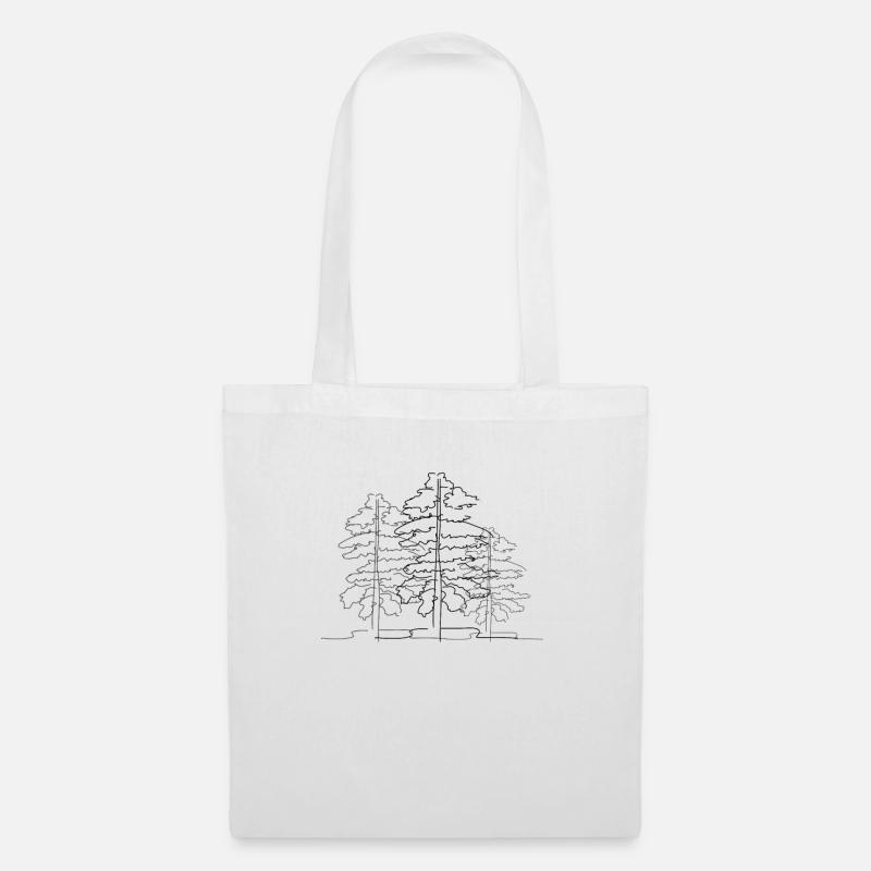 Baum Wald Lineart - Stoffbeutel - Weiß