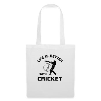 Leben ist besser mit Cricket Spruch Geschenk - Stoffbeutel - Weiß - Vorne