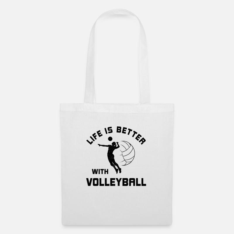 Leben ist besser mit Volleyball Spruch Geschenk - Stoffbeutel - Weiß
