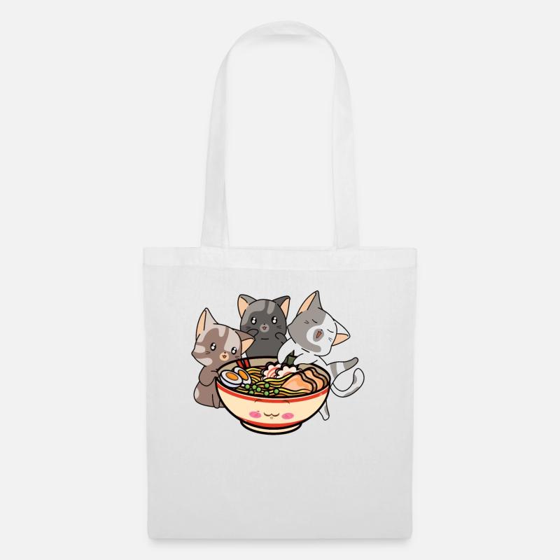 Katze Und Ramen Katzen Essen Ramen - Stoffbeutel - Weiß