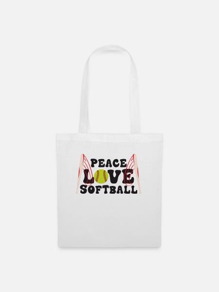 Mädchen Frieden Liebe Softball - Stoffbeutel - Weiß