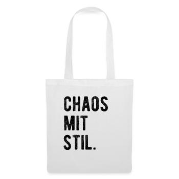 Chaos Mit Stil Lustiger Spruch - Stoffbeutel - Weiß - Vorne
