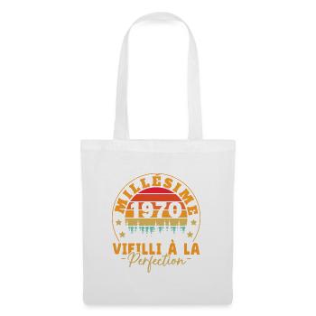 Jahrgang 1970er Jahre, Jahrgang 1970er Jahre Geburtstagsgeschenk - Stoffbeutel - Weiß - Vorne