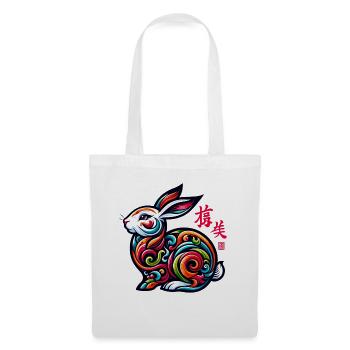 Elegantes chinesisches Tierkreiszeichen-Hasen-Design - Feiern - Stoffbeutel - Weiß - Vorne