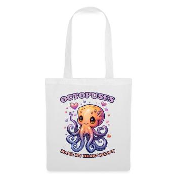 Lustiges Kraken Kopffüßer Tintenfisch Geschenk - Stoffbeutel - Weiß - Vorne