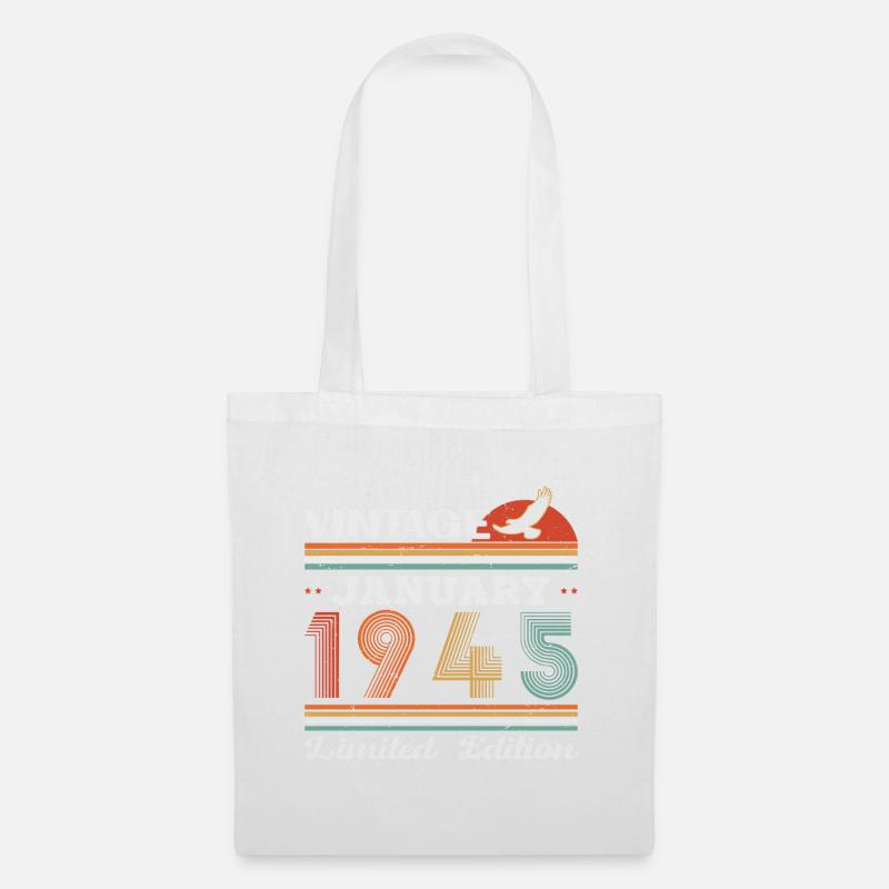Vintage Geburtstagsgeschenk Geboren im Januar 1945 - Stoffbeutel - Weiß