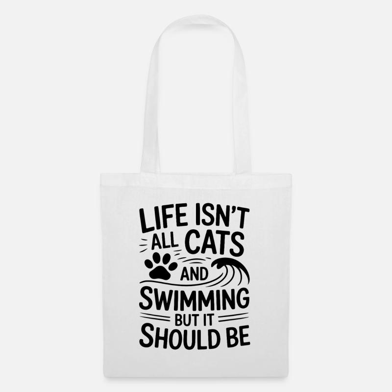 Schwimmen Spruch Katze Lustiges Schwimmen Geschenk - Stoffbeutel - Weiß