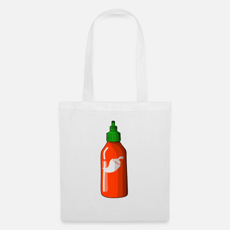 Scharfe Sauce Chilli Asien Sriracha Rot Jalapeno - Stoffbeutel - Weiß