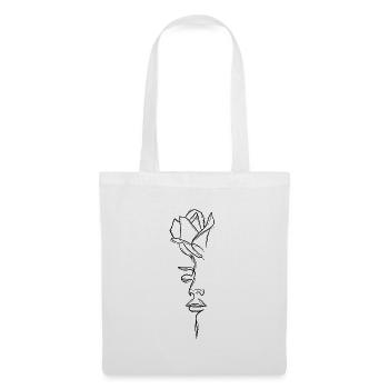 Floral woman's face linework - Tote Bag - white - Front
