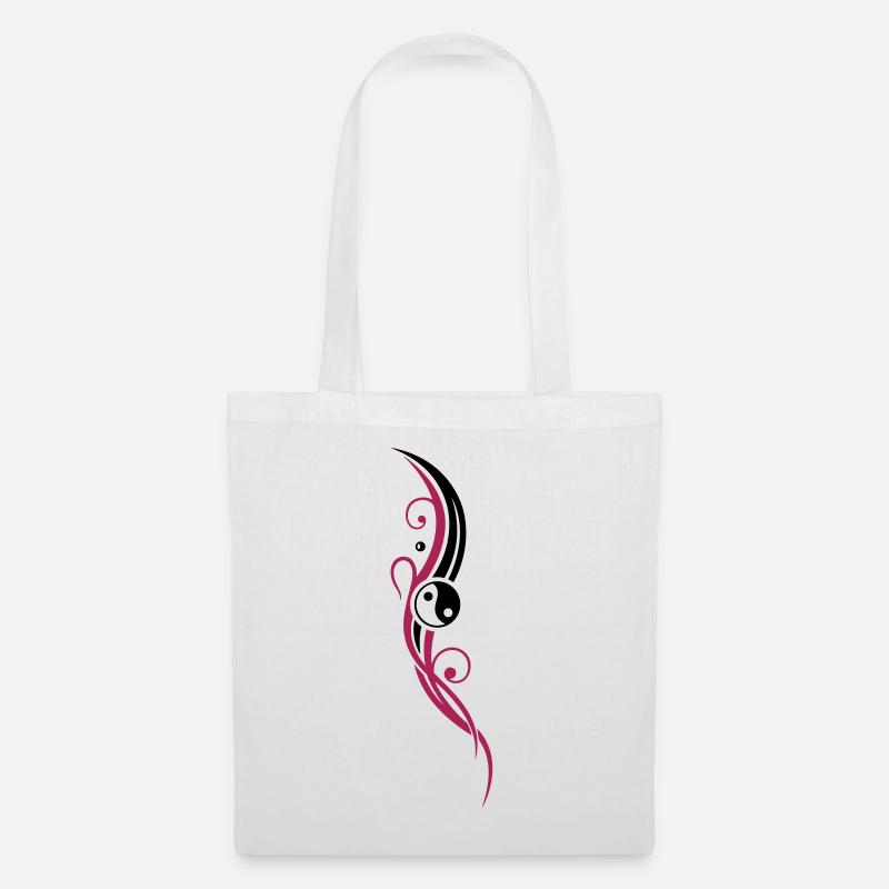 Yin & Yang Symbol mit Tribal - Stoffbeutel - Weiß