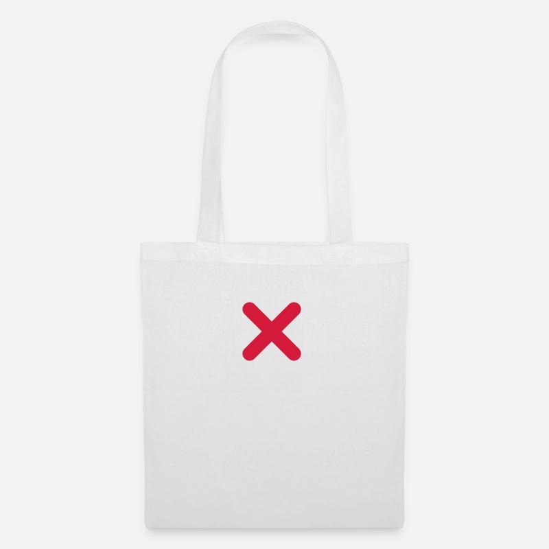 X Cross Crosses Tick Stop Caution Symbol Shape - Tote Bag - white