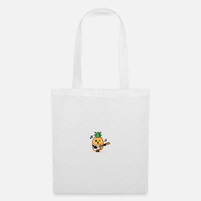 Ananas spielt E-Gitarre - Stoffbeutel - Weiß