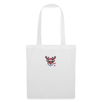 8 Bit Christmas Reindeer Head - Tote Bag - white - Front