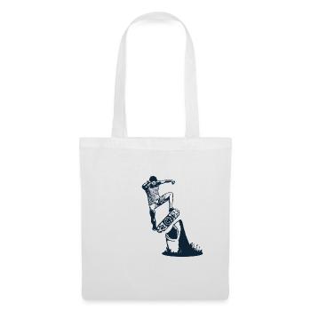 Skateboarder Skateboarder avec Grand Requin Blanc - Sac en tissu - blanc - Devant