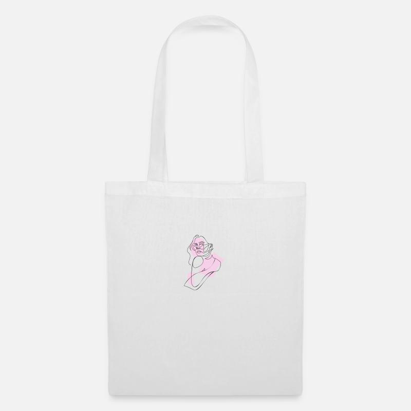 Frau in Pink - Stoffbeutel - Weiß