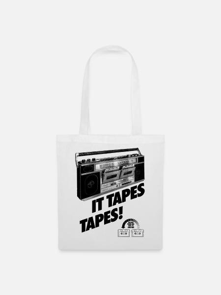 IT TAPES TAPES! Boombox Ghettoblaster - Stoffbeutel - Weiß