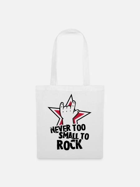 never too small to rock - geburt - baby -kleinkind - Sac en tissu - blanc