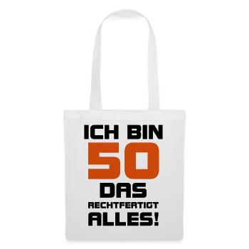 50 Geburtstag Geschenk Geburtstagsgeschenk 50. - Stoffbeutel - Weiß - Vorne