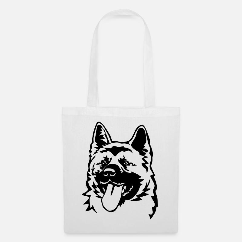 American Akita Kopf - Stoffbeutel - Weiß
