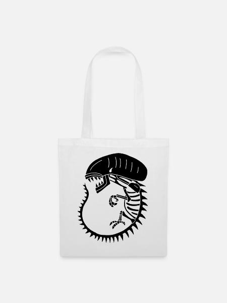 Squelette de monstre extraterrestre noir - Sac en tissu - blanc