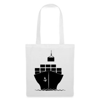 Bateau porte-conteneurs maritime avec chargement de grue - Sac en tissu - blanc - Devant
