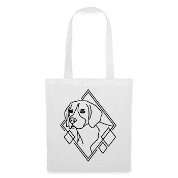 Beagle en forme géométrique - Conception d’art au trait - Sac en tissu - blanc - Devant