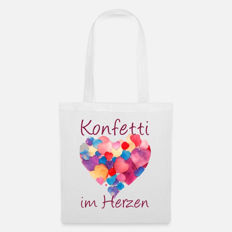 Konfetti im Herzen - Stoffbeutel - Weiß