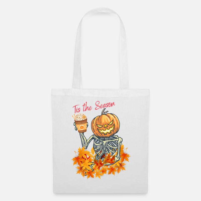 Halloween, pumpkin head with skeleton - Tote Bag - white