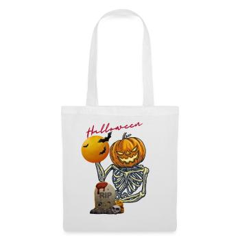 Kürbis Skelett Halloween Design - Stoffbeutel - Weiß - Vorne
