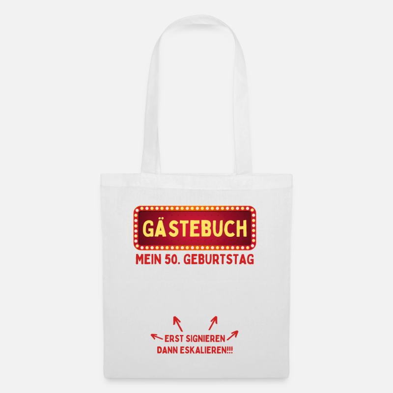 Gästebuch 50. Geburtstag - Stoffbeutel - Weiß