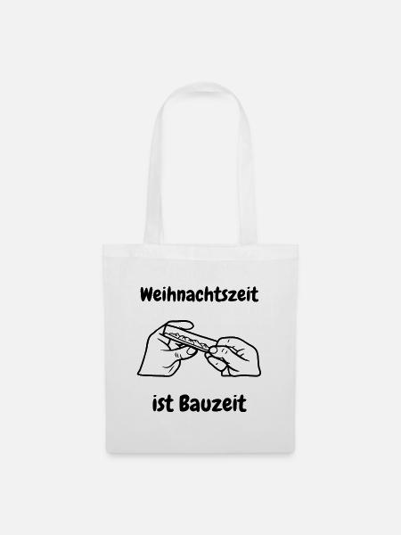 Weihnachtszeit ist Bauzeit - Stoffbeutel - Weiß