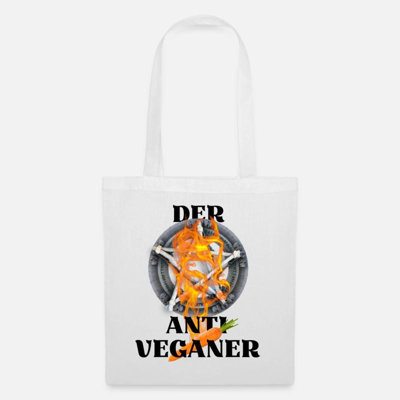 Der Antiveganer - schwarzer Humor Fleischfresser - Stoffbeutel - Weiß