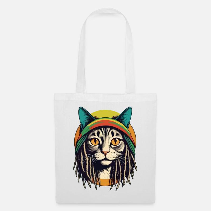 Chat rasta cool - Sac en tissu - blanc