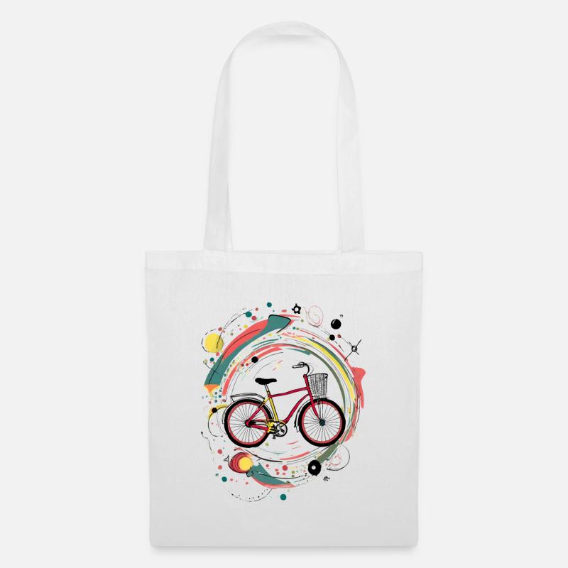 Fahrrad Illustration mit abstrakten Elementen - Stoffbeutel - Weiß