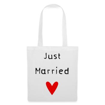 COUPLE. JUST MARRIED. EVJF. SAINT VALENTIN. LOVE. - Sac en tissu - blanc - Devant