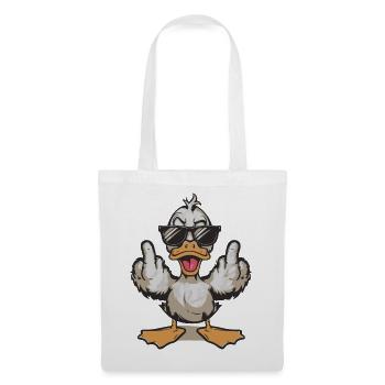 Duck in sunglasses giving the finger - Tote Bag - white - Front