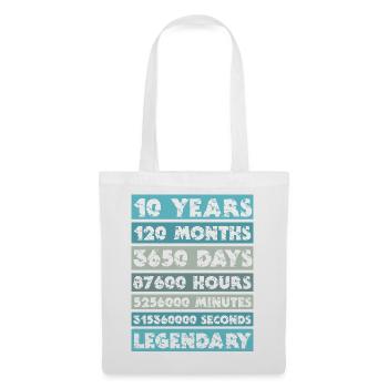 10 Years - Anniversary, Company, Birthday, Wedding - Tote Bag - white - Front