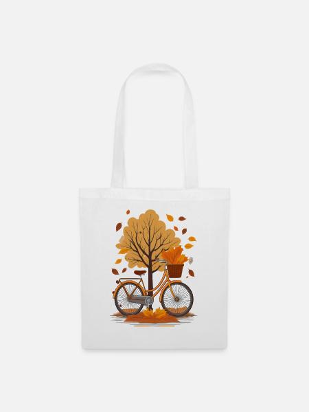 Ein Fahrrad im Herbst - Stoffbeutel - Weiß
