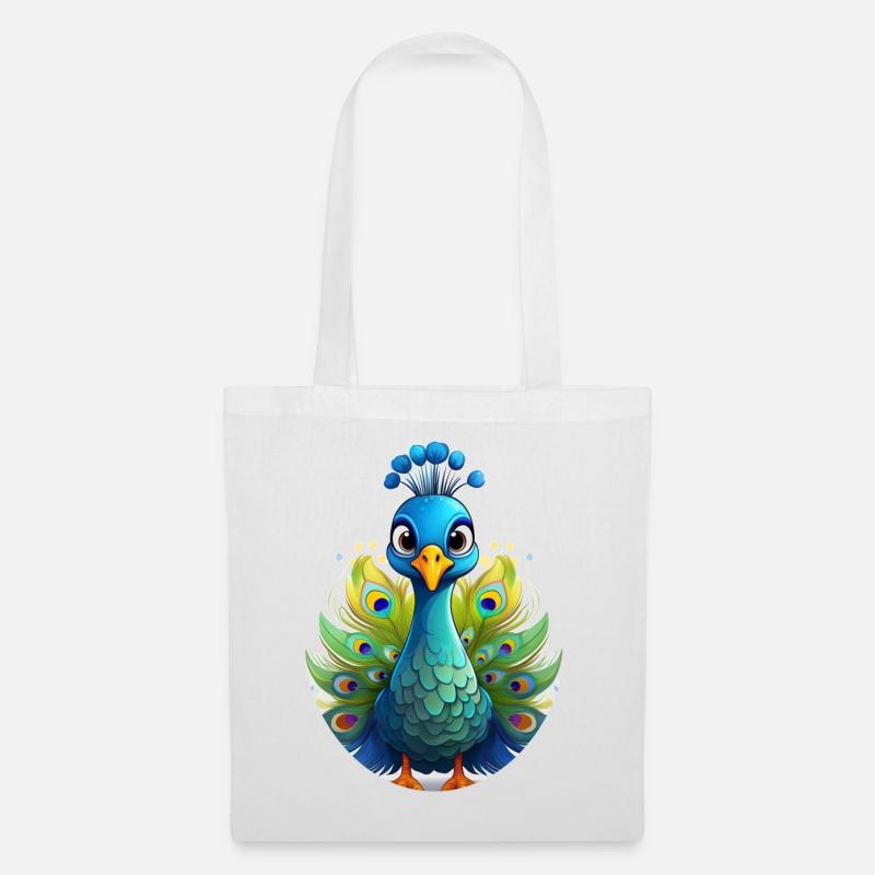 Pfau - Stoffbeutel - Weiß