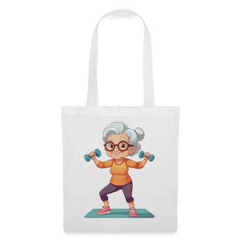 Granny doing fitness exercises - Tote Bag - white - Front