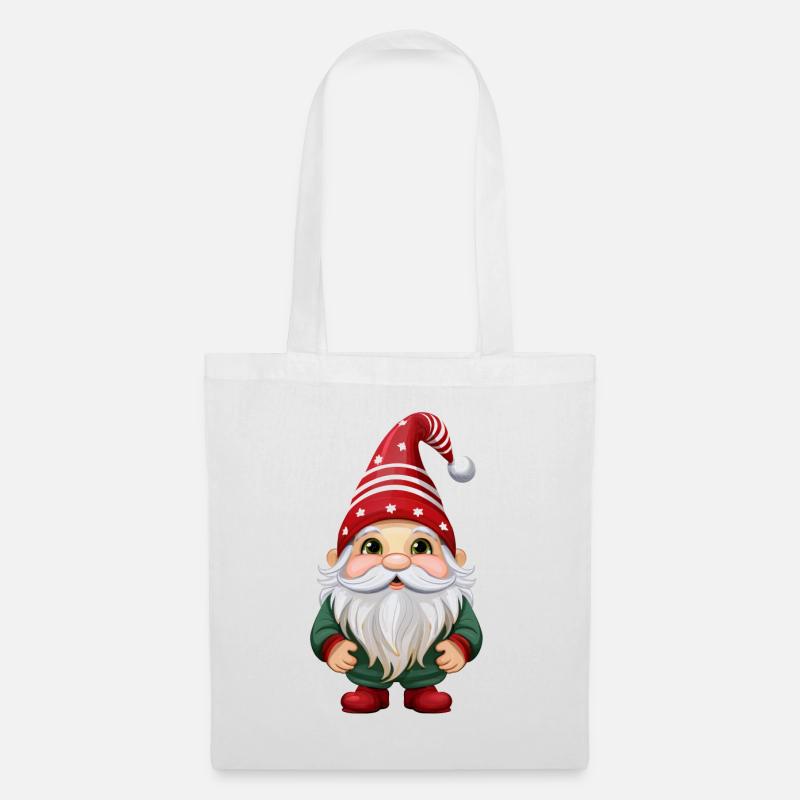 Gnom, Kobold oder Wichtel zu Weihnachten - Stoffbeutel - Weiß