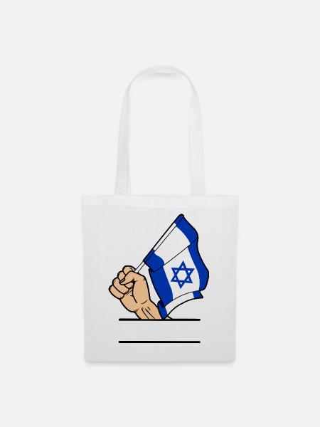 Flagge Israel faust Textraum - Stoffbeutel - Weiß